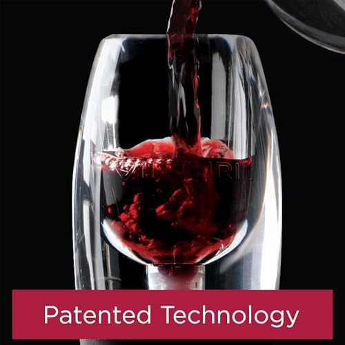 Vinturi Wine Aerator Pourer and Decanter for Red Wines Patented Design Perfectly Aerates Wines By The Glass or Bottle With Distinctive Sound, Includes No-Drip Base & Sediment Screen, Black