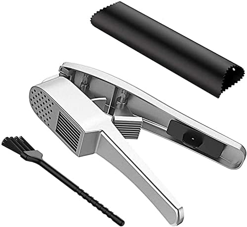Premium 2-in-1 Garlic Press & Slicer – No Peel Needed, Crush & Mince Garlic/Ginger/Nuts – Heavy Duty Aluminum, Dishwasher Safe