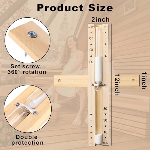Sauna Sand Timer, Rotatable Wooden 30 Min Heat‑Resistant Hourglass Sand Clock for Sauna SPA, White