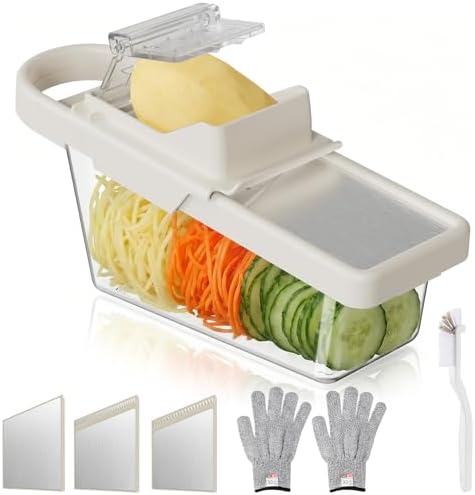 Adjustable Mandoline Slicer For Kitchen With Container,Veggie Chopper,Mandoline Food Slicer,Mandolin,Salad Chopper,Tomato,Potato Slicer,Cucumber,Fruit And Onion Cutter(3 Blade In 1)