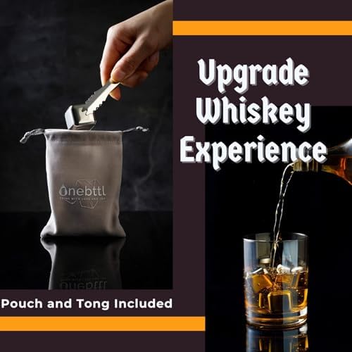 Whiskey Stones Gifts Set with Initial for Men & Women, 4pcs Stainless Steel Whiskey Rocks with Pouch and Tong, Chilling Ice Cubes Initial Gifts for Whiskey Lovers, Dad, Mom, Grandpa, Uncle - X