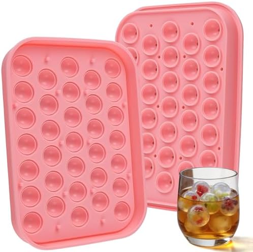 Small Ice Ball Mold with Lid, 33-Cavity Round Ice Cube Tray for Freezer, BPA Free Silicone Ice Tray for Whiskey, Cocktail, Juice