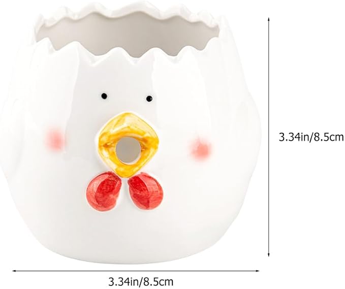 Luxshiny Chick Shape Egg Separator Ceramic Kitchen Tool 3.34X3.34X3.14In Egg Yolk White Splitter for Cooking Baking Home and Cafe Use