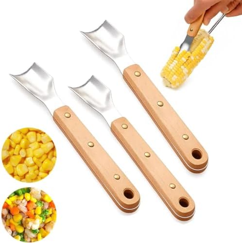 Corn Peeler for Corn on The Cob – 304 Stainless Steel Stripper Tool,Ergonomic Kernel Remover for Salads,Soups & Sides, Dishwasher Safe,Easy Grip.（3pcs）