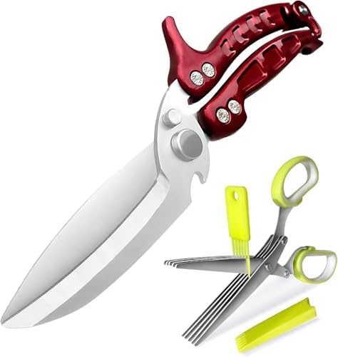 Kitchen Scissors, 2 Pack Kitchen Shears with Herb Scissors, Heavy Duty Stainless Steel Poultry Shears for Turkey, Chicken, Thanksgiving, Christmas Day