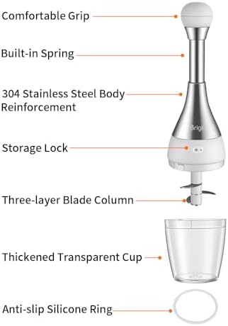 Brigii Garlic Press,Onion vegetable chopper,Food Chopper,Garlic Mincer, for Ginger, Chili, Nuts - Chop into Minced, Dishwasher Safe