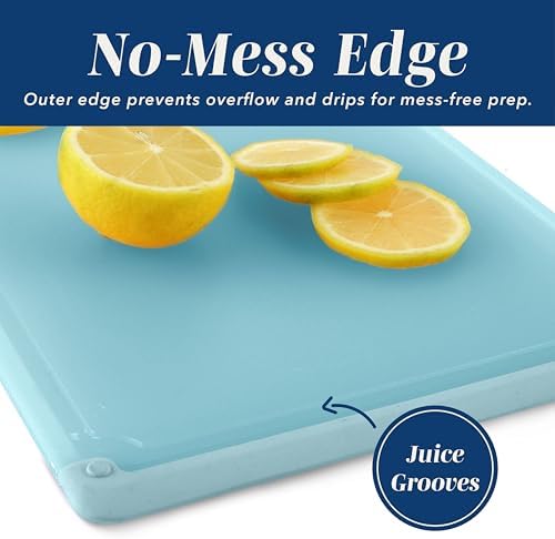 COOK WITH COLOR Extra Large Cutting Board Set, Jumbo-Sized Boards with Rubber Border for Enhanced Cooking Experience, 3-Piece, Blue