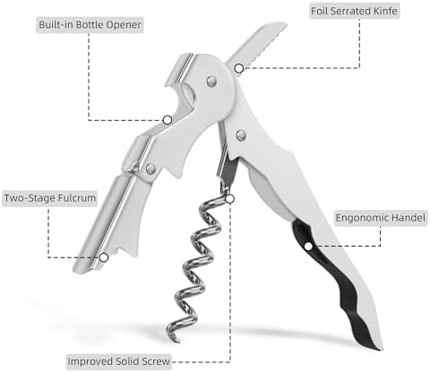 Custom Wine Bottle Opener, Stainless Steel Wine Key Corkscrew w/Foil Cutter