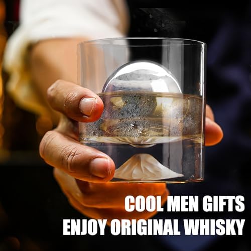 Gifts for Men Him Husband - Whiskey Stones Gift Set - Whiskey Glass Set of 2 - Gift for Birthday Wedding for Boyfriend Fiance, Cool Burbon Scotch Set Gifts