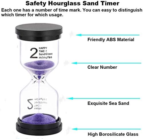 SuLiao 2 Minute Sand Timer Hourglass: Colorful Sand Clock, Purple Small Reloj De Arena Two Minutos, Plastic Hour Glass Sandglass for Kids, Game, Decorative, Kitchen, Toothbrush Timer