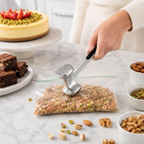 Restaurantware Met Lux Meat Tenderizer, 1 Double-Sided Meat Mallet - Textured Surfaces, Ergonomic Handle, Aluminum Meat Pounder, Corrosion-Resistant, For Tenderizing Steak Or Poultry