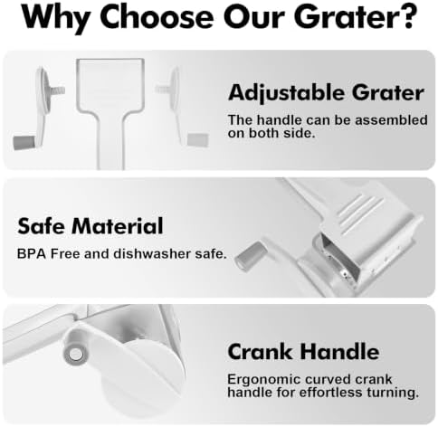 GDL Rotary Parmesan cheese Grater, Cheese Grater Shredder Hand Crank