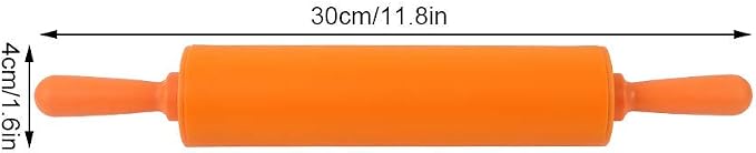 Silicone Rolling Pin Non-Stick DIY Dumpling Roller Bread Cookie Rolling Pin for Baking, Pastry Dough Roller, Fondant, Pizza, etc(Orange)