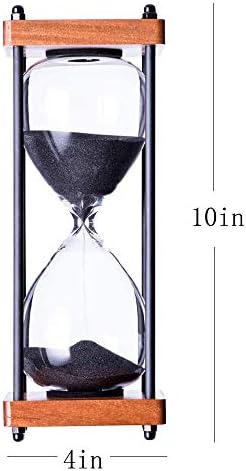 Large Hourglass Timer 60 Minute, Decorative Wooden Sandglass, Black