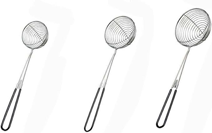 3Pcs 2.5 inch Hot Pot Strainer Scoops Stainless Steel Hot Pot Strainer Spoons Mini Mesh Skimmer Spoon Asian Strainer Ladle with Handle