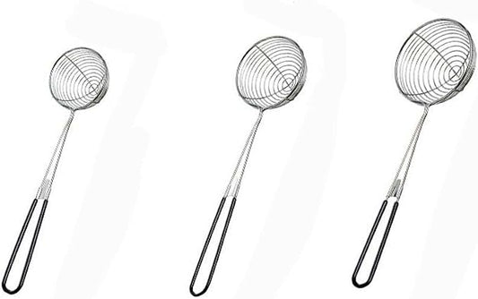 3Pcs 2.5 inch Hot Pot Strainer Scoops Stainless Steel Hot Pot Strainer Spoons Mini Mesh Skimmer Spoon Asian Strainer Ladle with Handle