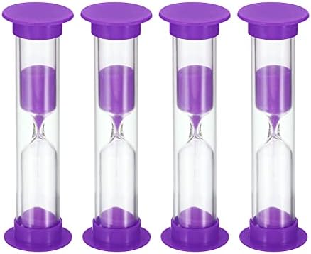 PATIKIL 3 Minute Sand Timer, 4Pcs Small Sandy Clock with Plastic Cover, Count Down Sand Glass for Games, Kitchen, Party Favors DIY Decoration, Purple