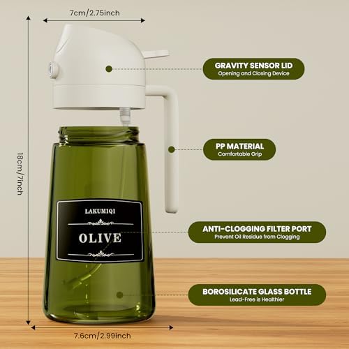 Oliver Oil Sprayer Dispenser for Cooking Bottle 16oz Green Glass BlackWhite