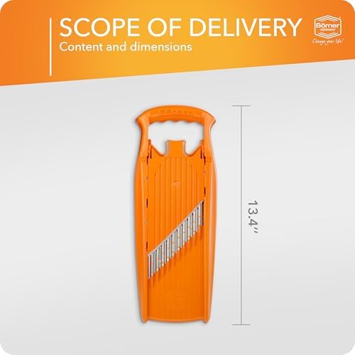 Börner by Reston Lloyd Wave-Waffle Power Line • Crinkle Cut/Spirelli Vegetable Slicer • Slicer for Wave Waffle Cut Style • Multiple Thickness Options • Made in Germany, Orange