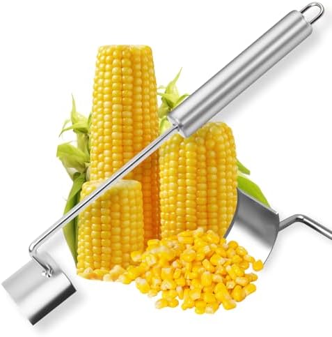 Long Handle Stainless Steel Corn Peeler,Easy Clean Corn on the Cob Remover for Home Kitchen and Outdoor Dining