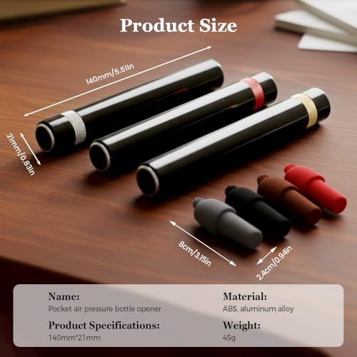 Air Pump Wine Bottle Opener, Air Pressure Pump Wine Bottle Opener with 4 Silicone Wine Stopper, Needle Type Wines Cork Opener Travel Portable Pocket Corkscrew Bottles Opener for Party (White)