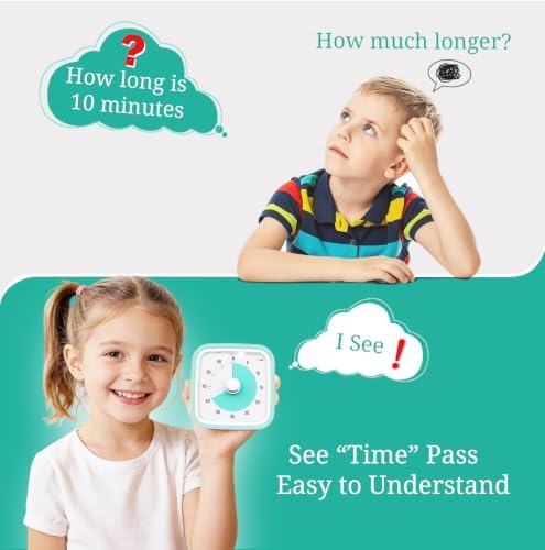 Visual Timer for Kids and Adult, 60-min Countdown Timer, LightCyan