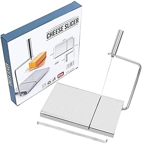 Cheese Slicer Stainless Steel Cheese Cutter with 6 Wires Butter Metal Cutting Board Vegetables Sausage Ham Herbs Food Multipurpose Kitchen Cutting Gadgets (no scale)