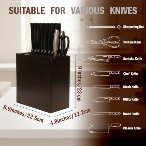 Universal Knife Block XL Knife Block Without Knives Acacia Wood Dark Brown