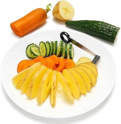 Piranha Spiral Cutter, Stainless Steel Spiral Cutter for Veggies, Kitchen Spiralizer Tool for Cucumber, Potato, Carrot and More