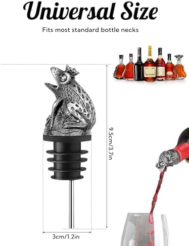 Animal Wine Pourer Spout, Drip Free Bottle Pourer & Stopper for Wine and Liquor Bottles, Funny Gift for Men, Dad, Hostess and Housewarming, Bar Cart Accessory for Holiday Party Decor, Multiple Animal