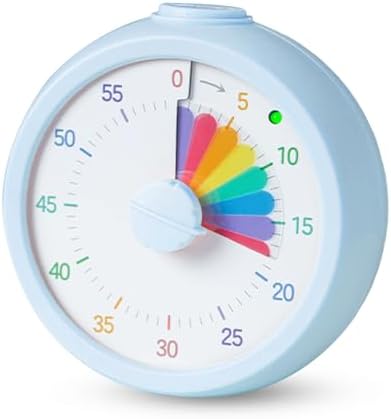 Visual Timer for Kids 60 Minute Countdown Timer Rainbow Disk Desk Timer Clock for Classroom Study Office Kitchen with Silent Operation (Blue)