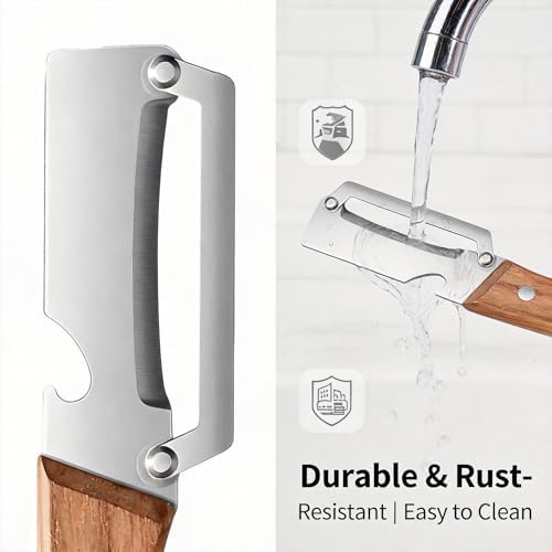 2-in-1 Vegetable Peeler & Julienne Shredder, Stainless Steel Wooden Handle