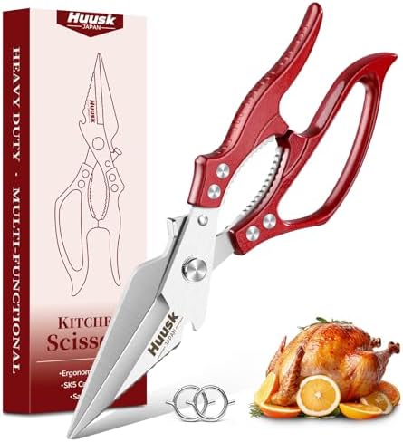 HUUSK Kitchen Scissors Heavy Duty - Japanese Kitchen Shears All Purpose