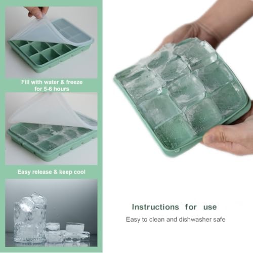 Silicone Ice Cube Trays, Green, Set of 3