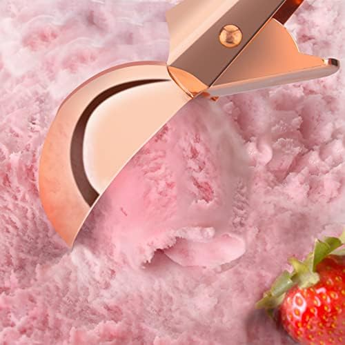 Premium Ice Cream Scoop with Trigger Ice Cream Scooper Stainless Steel, Heavy Duty Metal Icecream Scoop Spoon Dishwasher Safe, Perfect for Frozen Yogurt, Gelatos, Sundaes, Medium Rose Gold