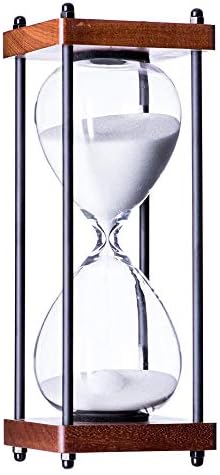 SAMLONG Large Hourglass Timer 30 Minute, Decorative Wooden Sandglass, White
