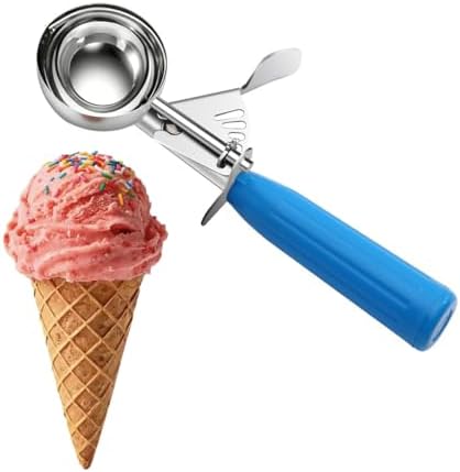 TOPKITCHEN Commercial-Grade Ice Cream Scoop 2 oz, 18/8 Stainless Steel Cookie Scoop with Plastic Handle, Portion Control Disher Scoop for Bakeries, Restaurants & Dessert Shops, #16, Blue