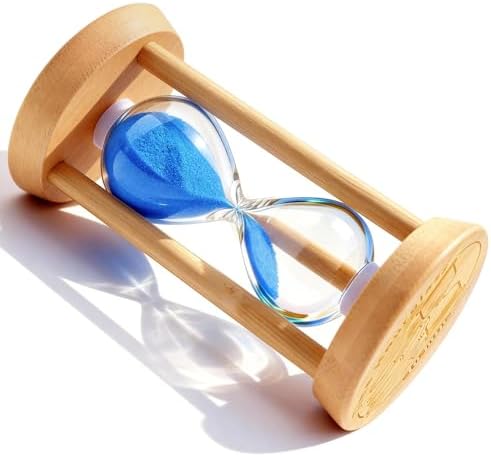 PROLOSO 10 Min Wooden Sand Timers 10 Minutes Glow in The Dark Hourglass Large Bamboo Sand Clock Sandglass for Yoga Reading Home Office Decor