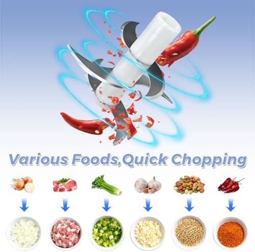 Tiiyee Electric Garlic Chopper, 350ML Mini Portable Mincer Masher 6 Blade