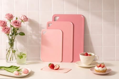 Plastic Cutting Board, Extra Large Pink Cutting Board for Kitchen