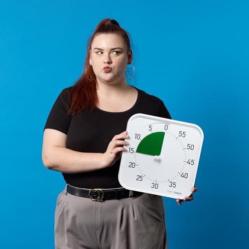 Time Timer Original 12" Visual Countdown Timer – Large 60-Minute Silent Classroom Visual Timer for SEL, Emotional Regulation, Focus, Calm Transitions, ADHD, Autism – (Green & White)