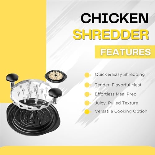 Pro Chicken Shredder Transparent Lid with Ergonomic Handle Visible Chicken Breast Shredder Tool, Dishwasher Safe Cleaning Brush - Meat Shredder Machine