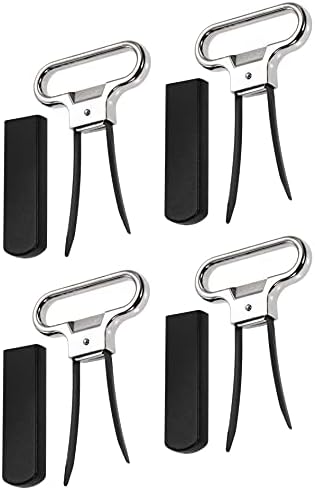 Eyes.sys 4 Pcs Two-Prong/2 Pronged Steel Vintage Wine Bottle Opener No Corkscrew 2 in 1 Cork Puller for Old Corks with Cover Champagne Kitchen Bar Corkscrew