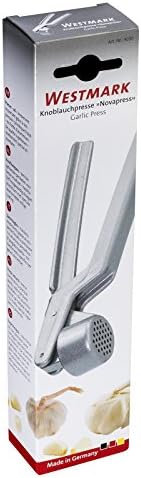Westmark Garlic Press “Novapress” – German Heavy-Duty Garlic Crusher & Mincer, Rust Proof Mincer Tool, Easy Squeeze Ergonomic Hand Press, Ginger Presser with Durable Aluminium Metal Construction