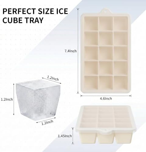 Silicone Ice Cube Tray 2 Pack, HANCELANT Ice Cube Mold, Ice Trays for Freezer with Lid for Whiskey, Cocktail, Drinks and Food, Freezer, BPA Free, Easy Release