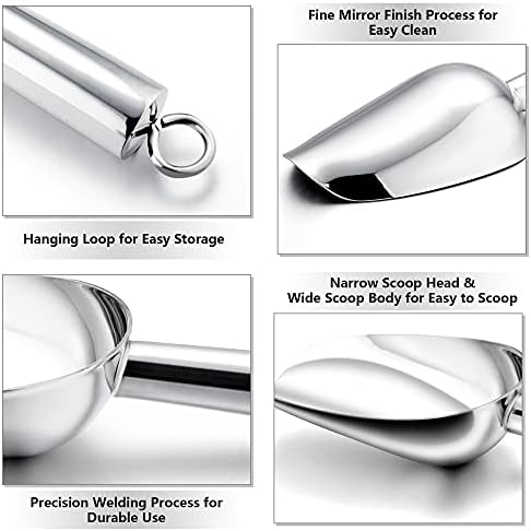 TeamFar Mini Scoop Set of 2, 3 Oz Small Ice Canister Candy Scoops - Silver