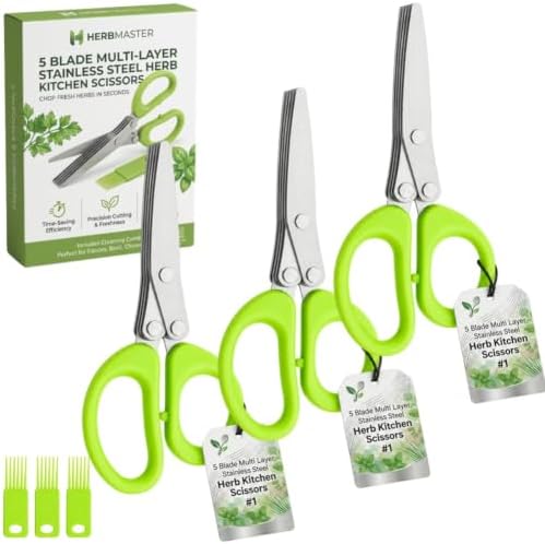 5 Blade Multi Layer Stainless Steel Herb Kitchen Scissors Food Fast Slicing