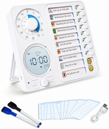 Herloreen Visual Timer for ADHD, Chore Chart & Task Planner for Kids,Adults