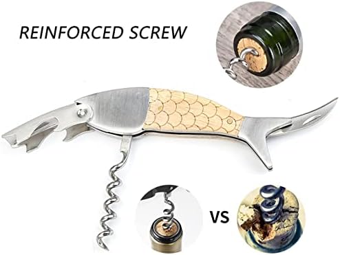 Unique Fish Corkscrew, Professional Waiters Corkscrew Wine Key Bottle Opener,Manual Wine Key for Servers, Waiters, Bartenders and Home Use