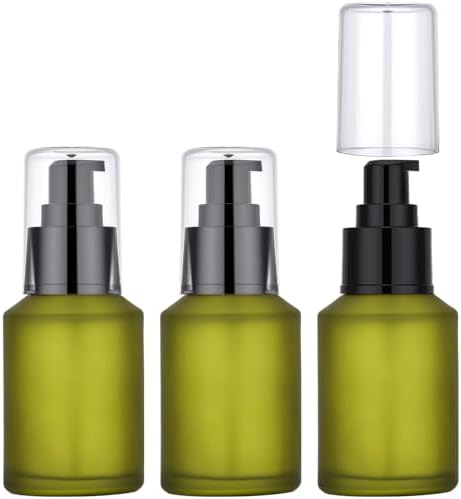 Segbeauty 2oz Frosted Glass Travel Lotion Container Refillable, 3pcs Small Travel Containers for Creams, 60ml Mini Empty Lotion Bottles with Pump Dispenser, Cosmetic Containers Sample Cream Bottle